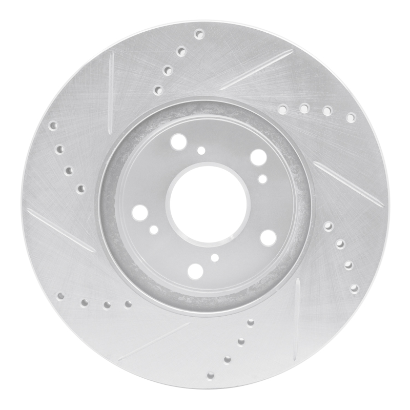 Honda Accord Brake Rotor (1) - Front Right - R1 Concepts - Drilled & Slotted - Silver - `13-`25